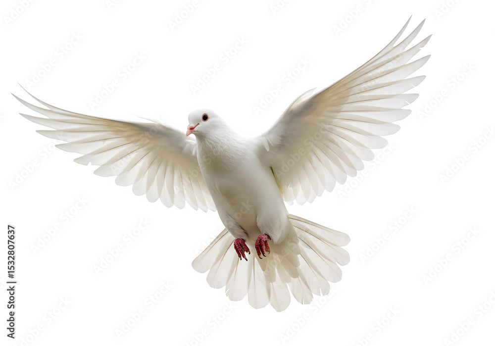Obraz premium White flying dove isolated on white or transparent background. PNG