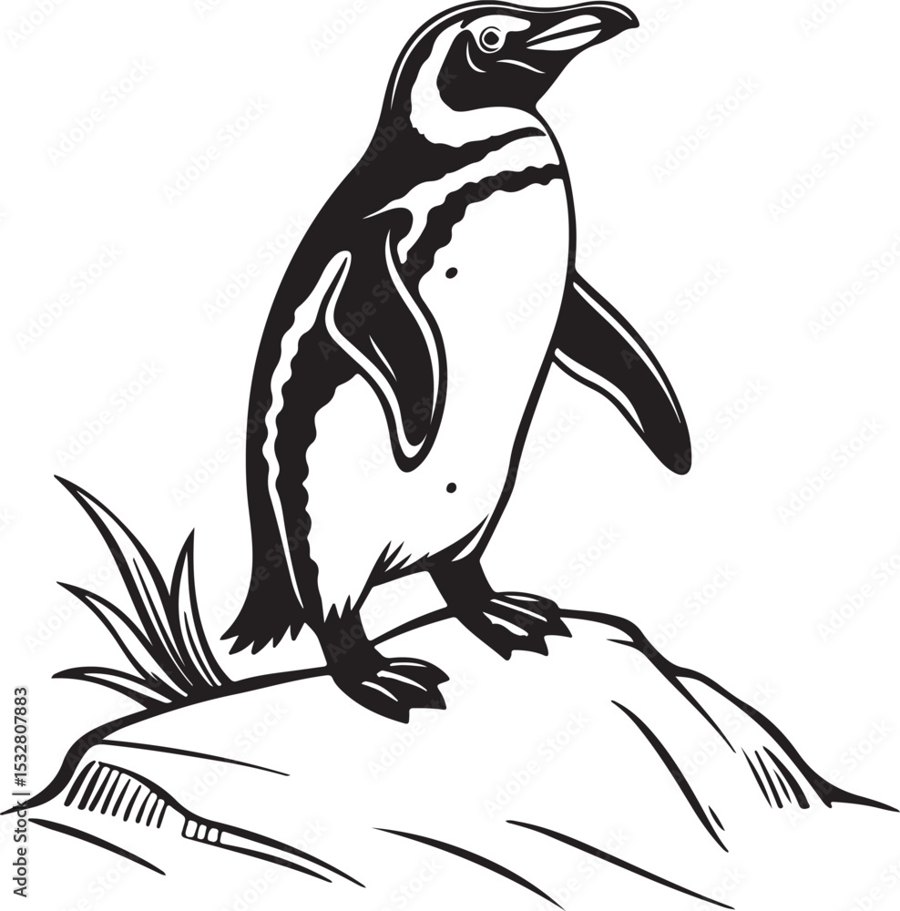 Fototapeta premium Penguin vector art illustration silhouette image