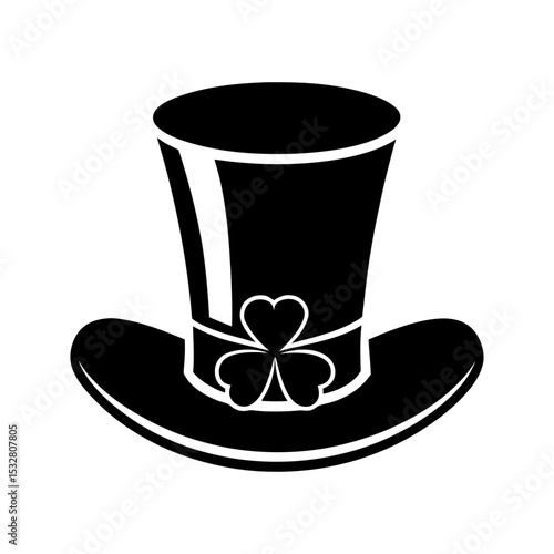 green top hat with shamrock vector silhouette