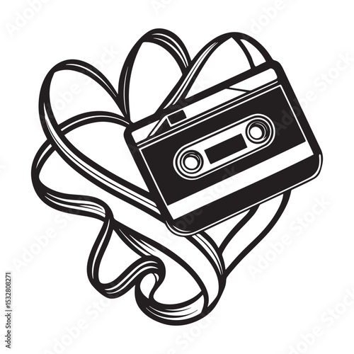 retro audio cassette tape vector illustration