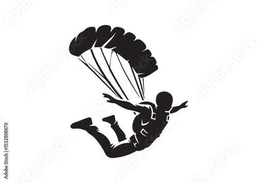 Skydiver man extreme sport freedom Silhouette Vector