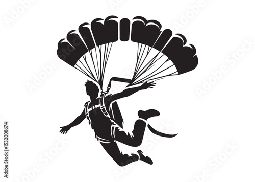 Skydiver man extreme sport freedom Silhouette Vector