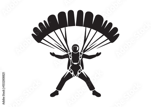 Skydiver man extreme sport freedom Silhouette Vector