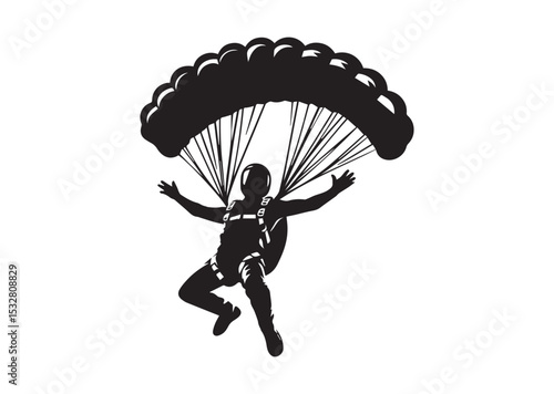 Skydiver man extreme sport freedom Silhouette Vector