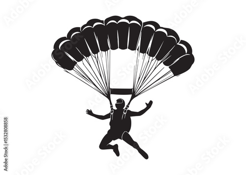 Skydiver man extreme sport freedom Silhouette Vector
