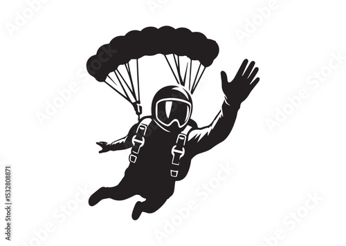 Skydiver man extreme sport freedom Silhouette Vector