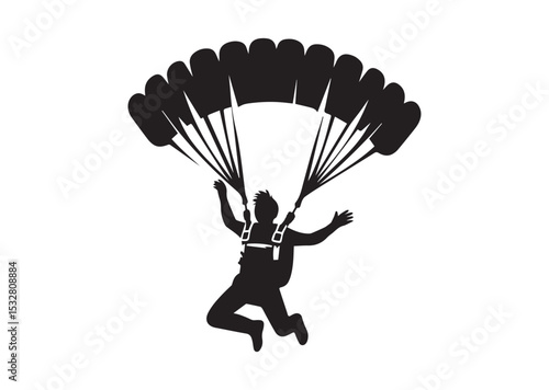 Skydiver man extreme sport freedom Silhouette Vector