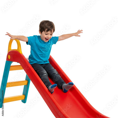little boy playing on playground