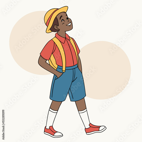vector illustration of colorful school boy dressed on white