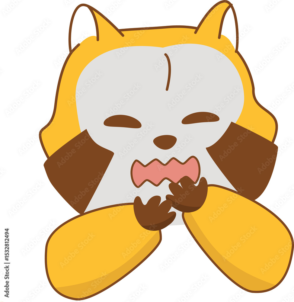 Obraz premium Stylized red panda creature is showing startled look in flat design, with transparent background