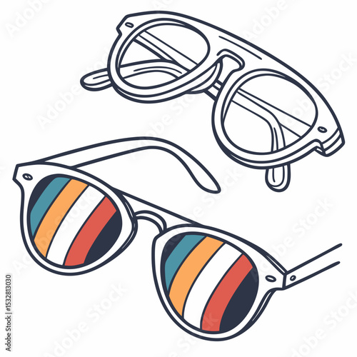 vector illustration of colorful sunglass on white