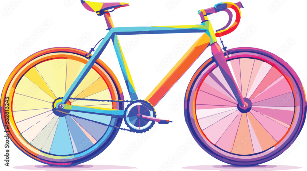 Fototapeta premium Colorful geometric illustration of a modern road bicycle isolated on a white background.