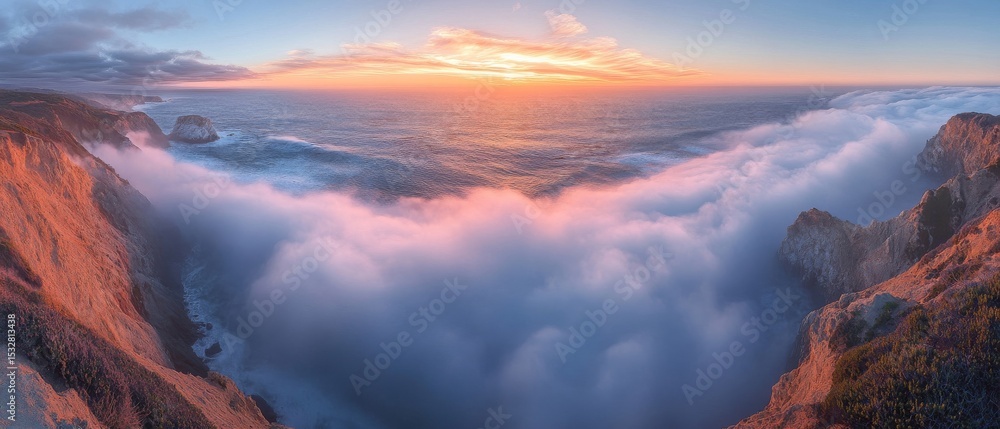 Fototapeta premium Majestic Coastal Sunset with Cloudscape