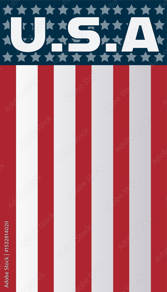 Naklejka premium Showing stylized USA text with stars and stripes in flat design on transparent background