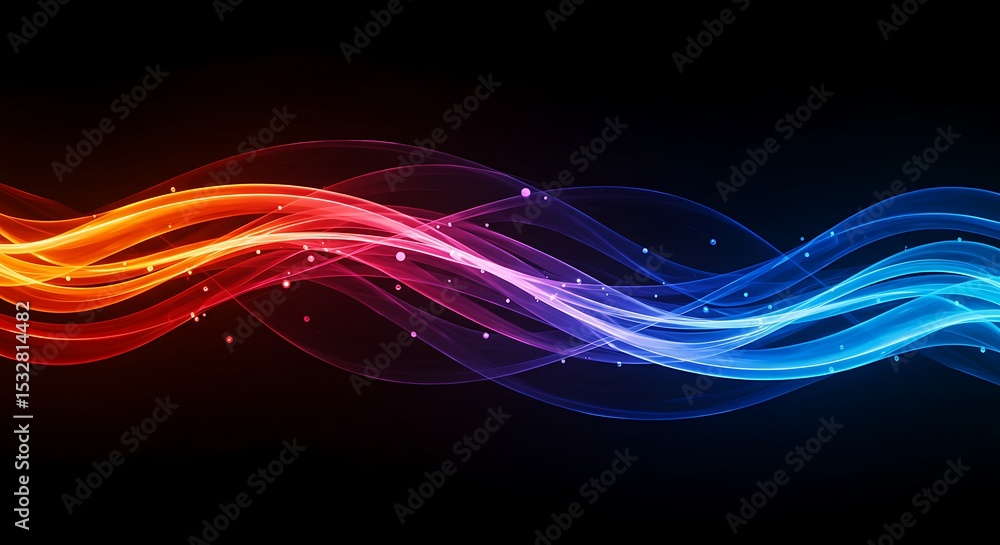 Naklejka premium Abstract Flowing Light Waves with Vibrant Colors on a Dark Background