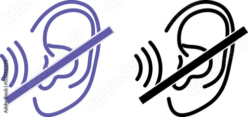 Deafness Icons. Vector Illustration. Hearing Impaired, Human Ear. Disease, Medicine. Disability Concept