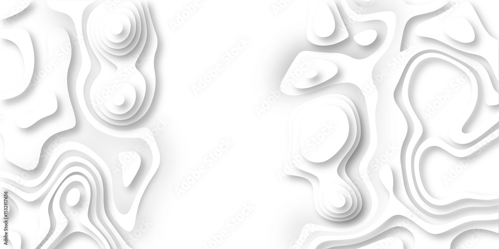 Fototapeta premium Modern white wavy vector background. Abstract luxury modern background realistic papercut decoration textured with wavy layers 3d topography relief vector design Contour maps. curved layers. 