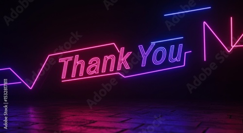 Neon thank you message on dark background