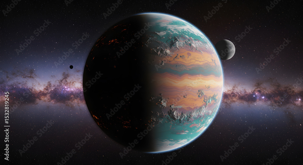 Fototapeta premium Planet. Exoplanet. High-Detailed Exoplanet. High-Detailed Planet. Planet on the Universe. Exoplanet on the Universe.
