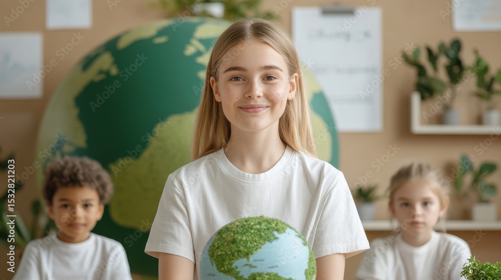 Fototapeta premium Teacher Explaining Earth Day Concepts to Students