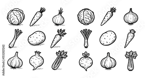 Winter Vegetables Icons