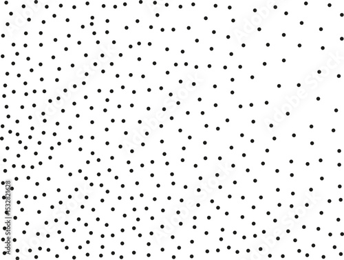 Random polka dots on white background. Elegant black circles. Vector isolated. Black dots. Fashion design. Vector business template. Decoration element. Dotted pattern.