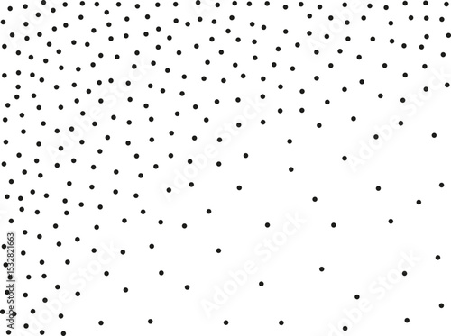Random polka dots on white background. Elegant black circles. Vector isolated. Black dots. Fashion design. Vector business template. Decoration element. Dotted pattern.
