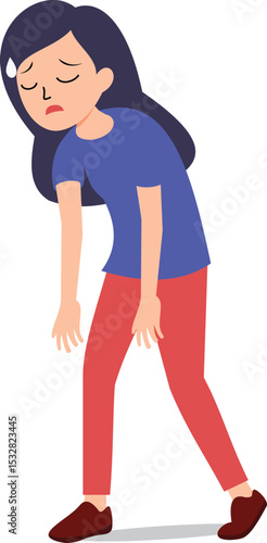 Exhaustion: A depiction of a person succumbing to fatigue. It shows a woman with closed eyes and a weary posture, illustrating the feeling of weariness or tiredness.