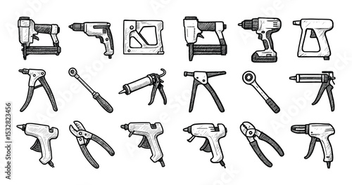 Hand-Drawn Fastening Tools