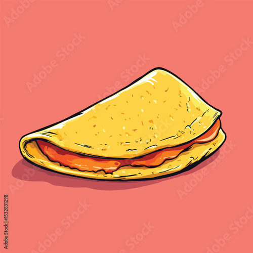 CartoonStyle Omelet with Filling Detailed Shading and Bold Outlines