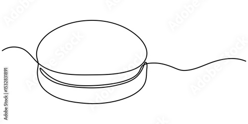Continuous one line drawing of burger. Fast food hamburger made of one continuous line, vector. One line drawing illustration of hamburger. Junk food, fast food concept single line. Editable stroke 