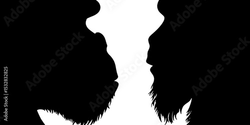 Silhouettes of gorilla, chimpanzee, orangutan, and gibbon in profile view