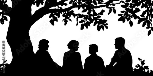 Family bonding outdoors with grandparents and grandchildren on a picnic blanket under tree