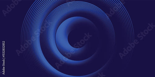 Abstract blue glowing geometric lines on dark blue background. Modern shiny blue circle lines pattern. Futuristic technology concept. Suit for cover, poster, banner modern
