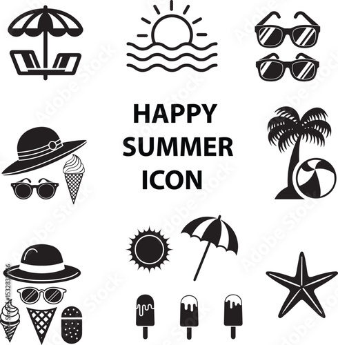 Summer Icons Vector Art, Icons, and Graphics .