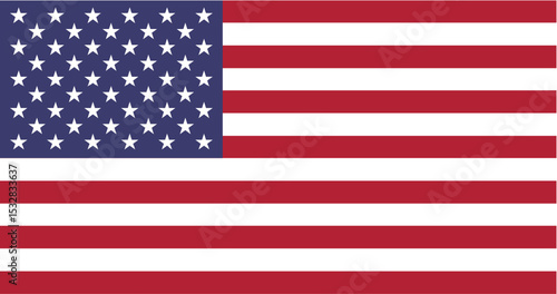 Flat US flag is being shown with red-white stripes and blue-star canton on transparent background