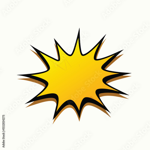 Retro yellow burst shape explosion pop art comic design vector illustration