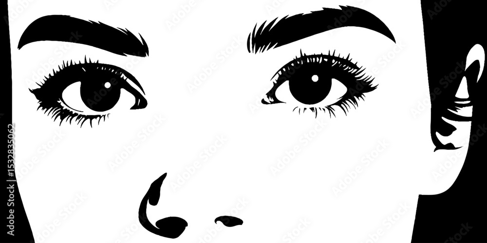Fototapeta premium Artistic close-up of freckled face highlighting eyes and nose bridge
