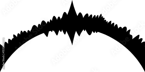 Drum silhouette with sound wave and star arc for music design