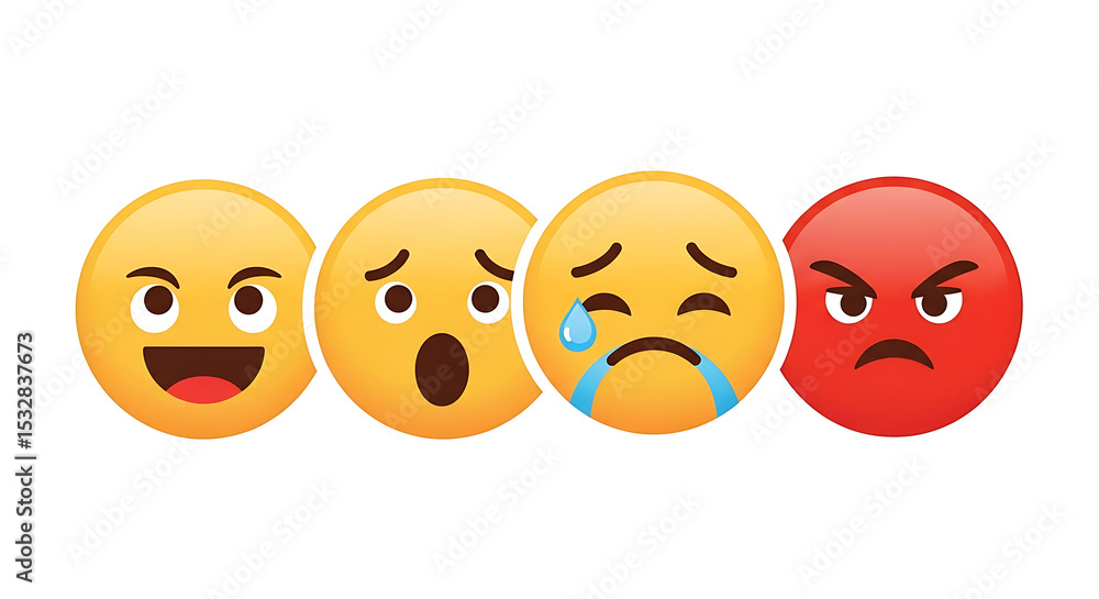 Collection of Emojis Expressing a Range of Human Emotions Happy, Surprised, Sad, and Angry Collection of Emojis Expressing a Range of Human Emotions Happy, Surprised, Sad, and Angry