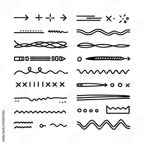 Hand drawn doodle line elements and design accents for illustrations and vector graphics