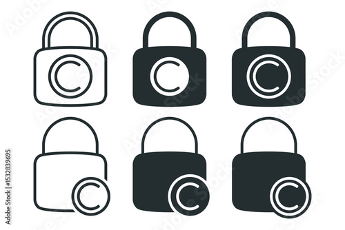 Copyright lock icon. Illustration vector