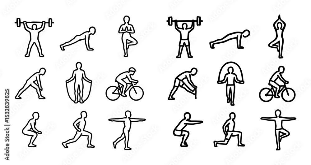 Fototapeta premium Fitness Silhouette Icons