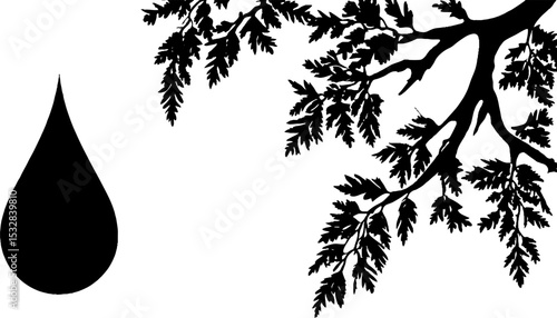 Modern abstract design with layered rectangle and raindrop silhouette for creative use