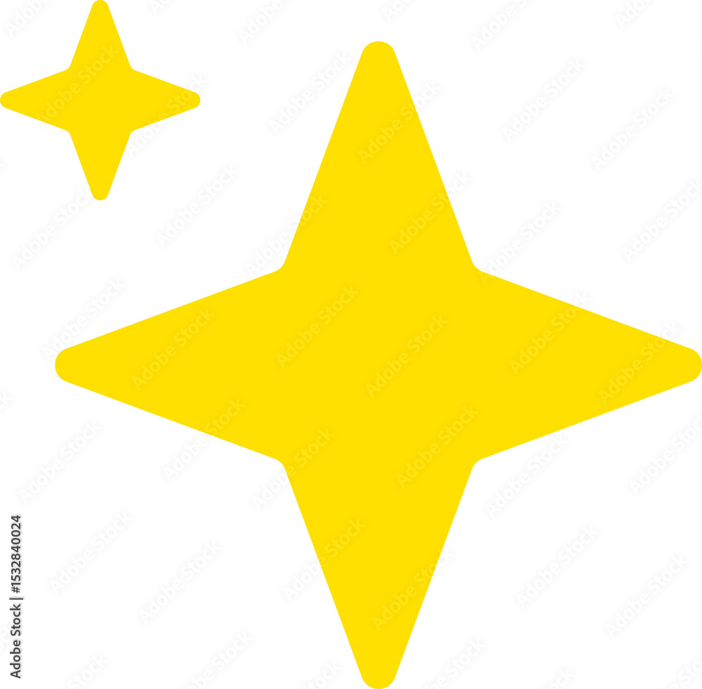 Obraz premium Pair of flat stars floating on transparent canvas with larger and smaller sparkle icons, copy space