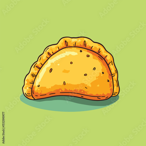 Golden Brown Empanada Illustration HandDrawn Style
