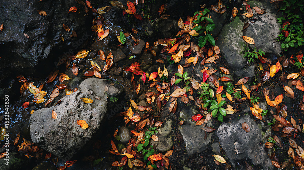 Fallen Leaves In Rocky Shilin Forest Floor, Good For Nature Textures And Educational Use Fallen Leaves In Rocky Shilin Forest Floor, Good For Nature Textures And Educational Use