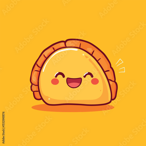 Joyful Cartoon Empanada with a Happy Expression