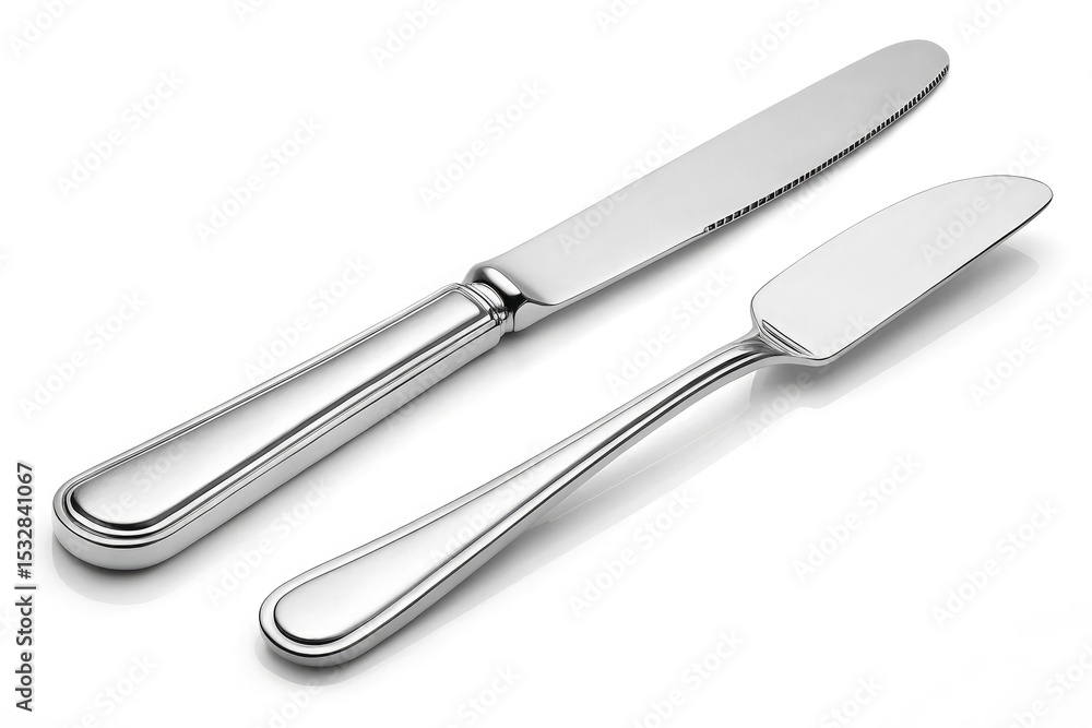 Elegant silver dinner knife and butter knife set Elegant silver dinner knife and butter knife set