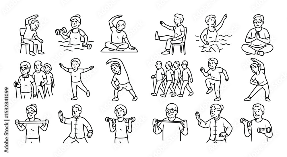 Obraz premium Senior Fitness Icons